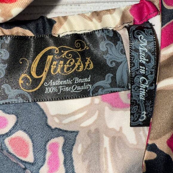 GUESS Halter Style Floral Fit and Flare Dress with Ruffle Trim Pink Black Size 3 - Picture 6 of 7